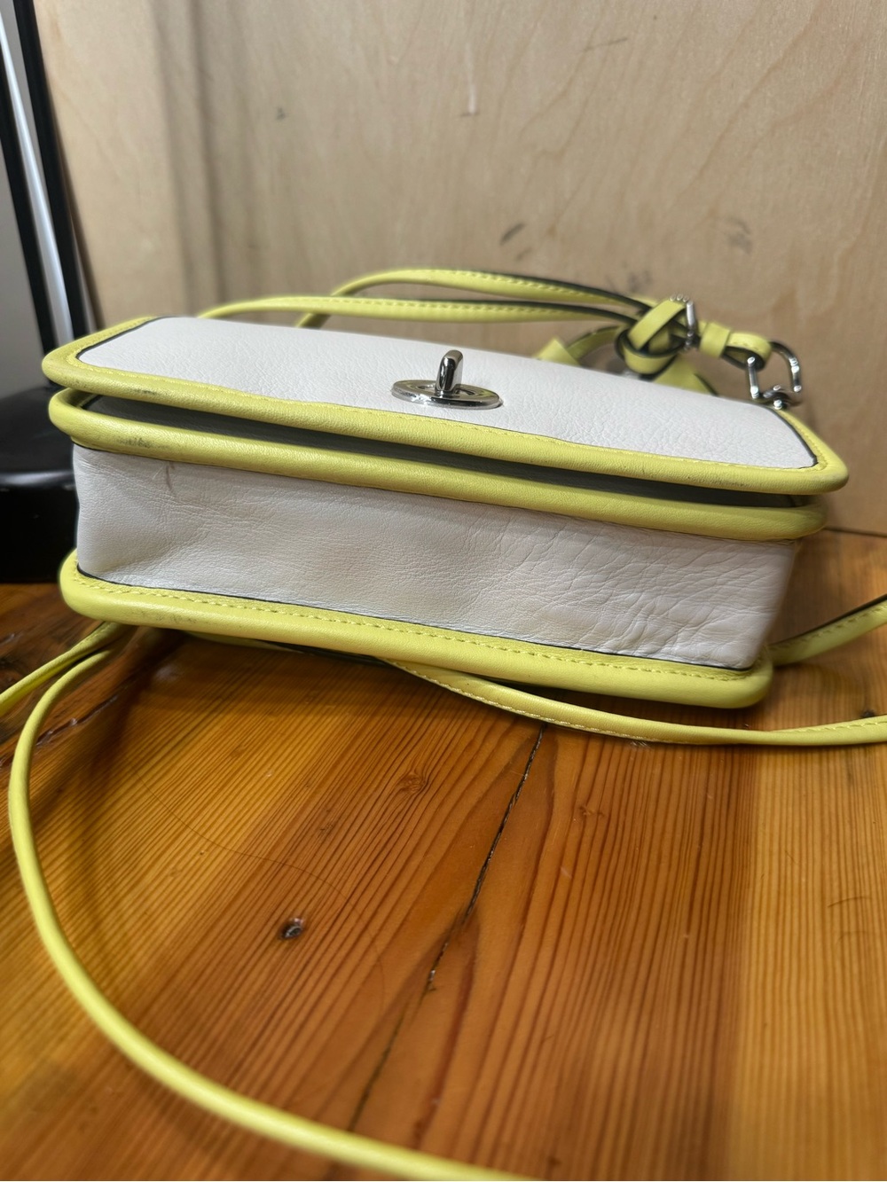 Coach White and Yellow Leather Crossbody with Tassel - Picture 8 of 14